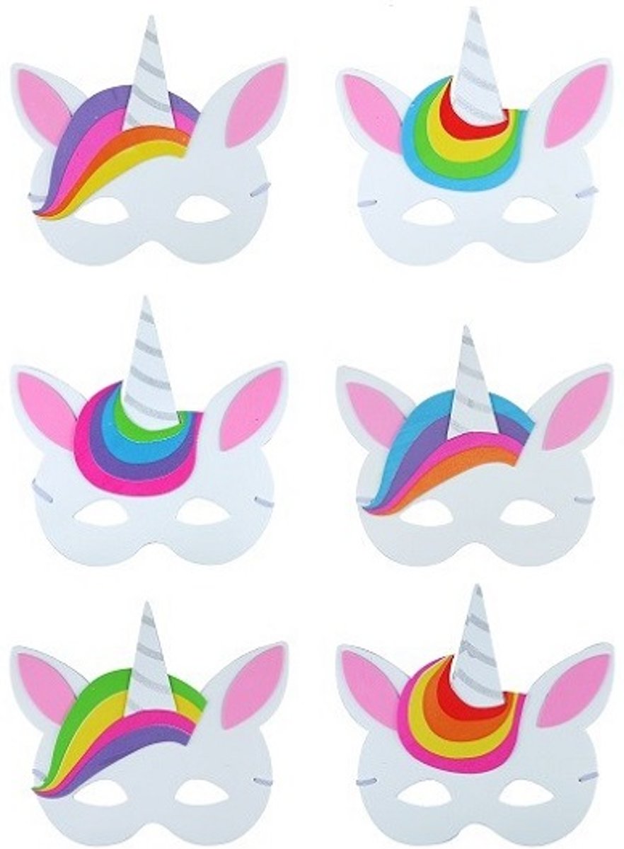 24 STUKS | Mix Unicorn / Eenhoorn Maskers van Foam | Traktatie / Uitdeelcadeautjes | Mix kleuren Unicorn Maskers | Jongens & Meisjes  (24 stuks)